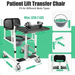 4-in-1 Shower & Transport Hydraulic Patient Lift Nursing Chair