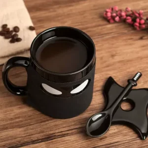 Creative Ninja Ceramic Mug with Mask Sword and Spoon