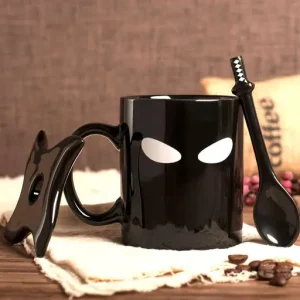 Creative Ninja Ceramic Mug with Mask Sword and Spoon