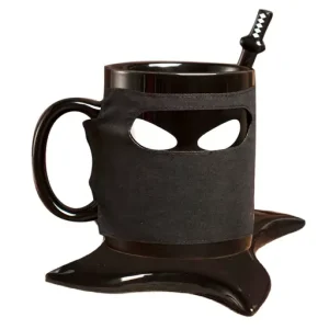 Creative Ninja Ceramic Mug with Mask Sword and Spoon