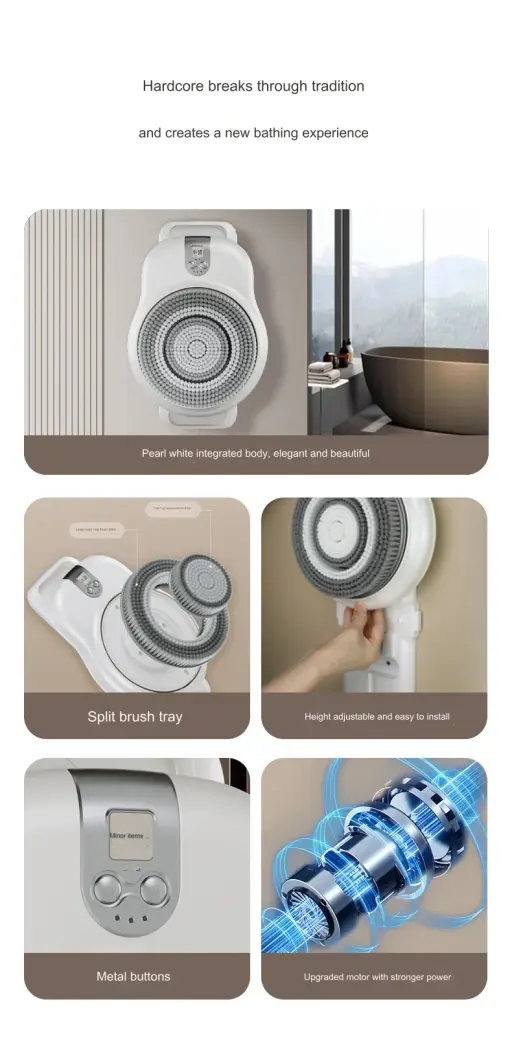 Shower Back Rubbing Wall-Mounted Smart Scrubbing Machine