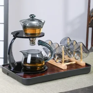 Smooth Arch Glass Magnetic Teapot Set