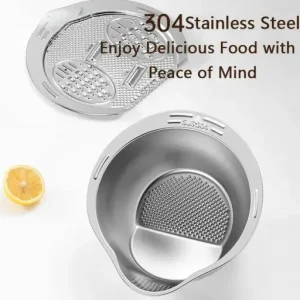 All-in-One Stainless Steel Kitchen Drain Slicer Bowl