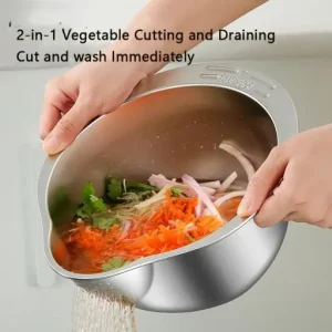 All-in-One Stainless Steel Kitchen Drain Slicer Bowl