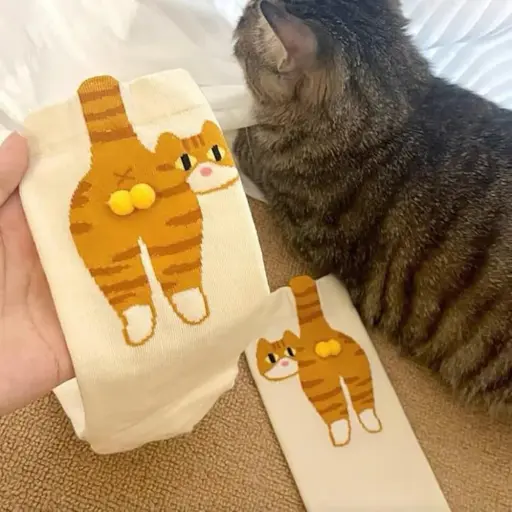 Cute Cat Butt Cartoon Socks