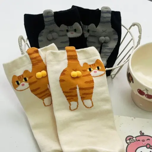 Cute Cat Butt Cartoon Socks