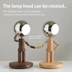 Lunar Robot Astronaut Wooden Table Lamp
