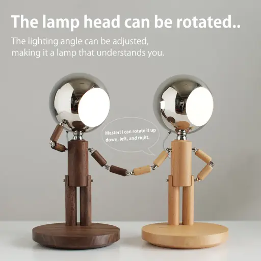 Lunar Robot Astronaut Wooden Table Lamp