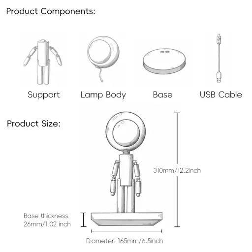 Lunar Robot Astronaut Wooden Table Lamp