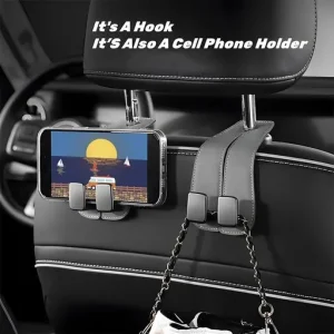 Double Hook Car Back Seat Organizer Leather Hooks