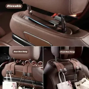 Double Hook Car Back Seat Organizer Leather Hooks