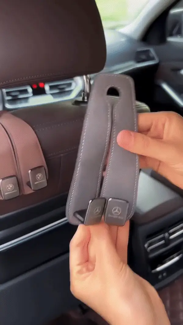 Double Hook Car Back Seat Organizer Leather Hooks