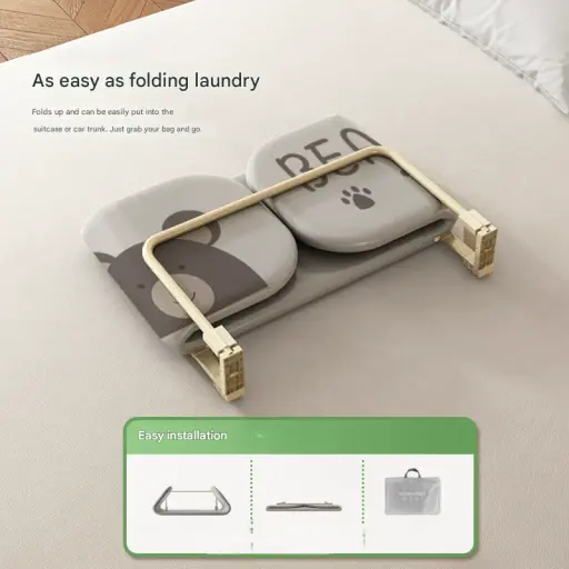 Cute Bear Anti-Fall Foldable Safety Bed Fence