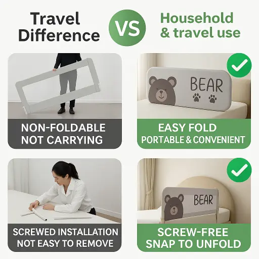 Cute Bear Anti-Fall Foldable Safety Bed Fence - Image 8