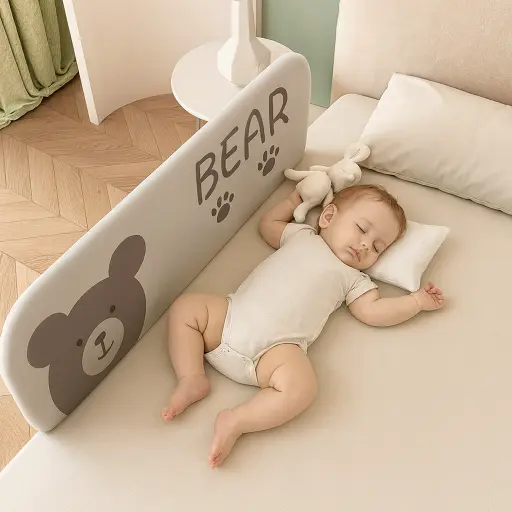 Cute Bear Anti-Fall Foldable Safety Bed Fence