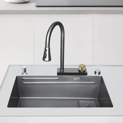 Elegant Stainless Steel Waterfall Kitchen Sink