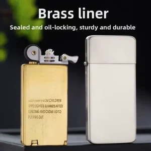Simple Brushed Ultra Thin Windproof Copper Lighter