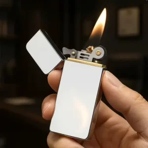 Simple Brushed Ultra Thin Windproof Copper Lighter