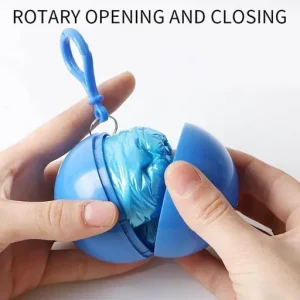 Disposable waterproof portable raincoat packed in a compact keychain ball sphere