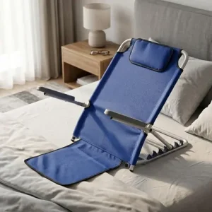 Foldable elderly helper backrest supporter recliner with headrest cushion on bed