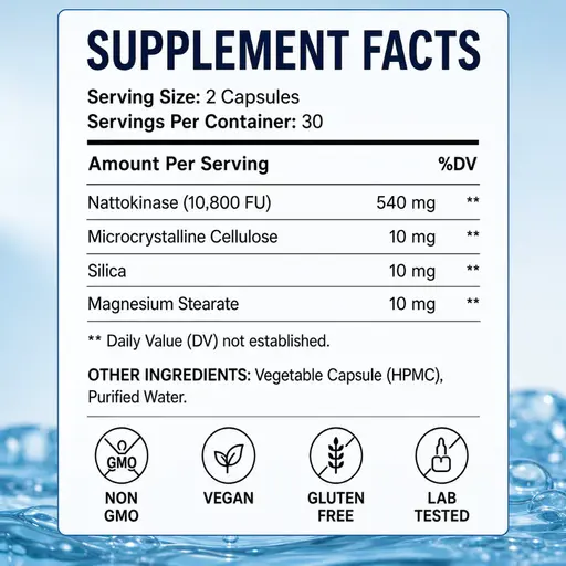 Nattokinase 10800 FU Capsules Dietary Supplement