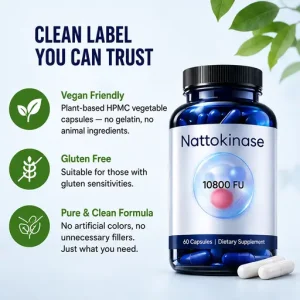 Nattokinase 10800 FU Capsules Dietary Supplement