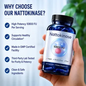 Nattokinase 10800 FU Capsules Dietary Supplement