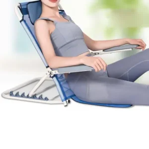 Senior man resting comfortably in bed with adjustable sit-up posture backrest supporter