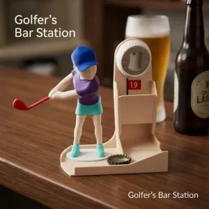 Golf Night Bottle Opener Tabletop Bar Accessory with Mini Golfer