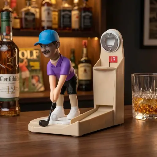 Golf Night Bottle Opener Tabletop Bar Accessory with Mini Golfer